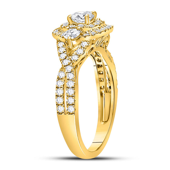 14k Yellow Gold Round Diamond 3-stone Twist Bridal Wedding Engagement Ring 1 Cttw