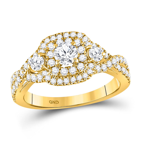 14k Yellow Gold Round Diamond 3-stone Twist Bridal Wedding Engagement Ring 1 Cttw
