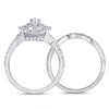 14k White Gold Marquise Diamond Halo Bridal Wedding Ring Band Set 1-7/8 Cttw