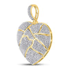 10k Yellow Gold Mens Round Diamond Fractured Broken Heart Charm Pendant 1-1/2 Cttw
