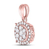 14k Rose Gold Womens Round Diamond Halo Cluster Pendant 1/2 Cttw