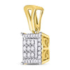 14k Yellow Gold Womens Round Diamond Square Cluster Pendant 1/4 Cttw