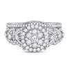 14k White Gold Round Diamond Bridal Wedding Ring Band Set 1 Cttw