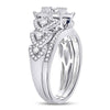 14k White Gold Round Diamond Bridal Wedding Ring Band Set 1 Cttw
