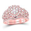 14k Rose Gold Round Diamond Bridal Wedding Ring Band Set 1 Cttw