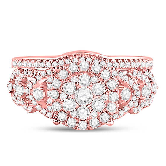 14k Rose Gold Round Diamond Bridal Wedding Ring Band Set 1 Cttw