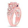 14k Rose Gold Round Diamond Bridal Wedding Ring Band Set 1 Cttw