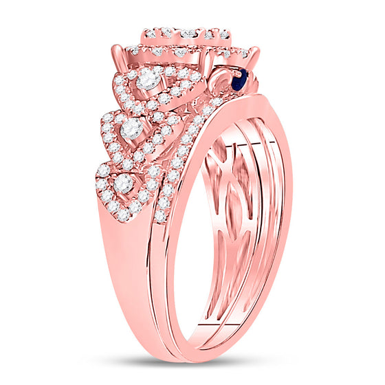 14k Rose Gold Round Diamond Bridal Wedding Ring Band Set 1 Cttw