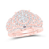 14k Rose Gold Round Diamond Bridal Wedding Ring Band Set 1 Cttw