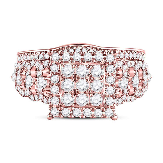 14k Rose Gold Round Diamond Bridal Wedding Ring Band Set 1 Cttw