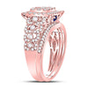 14k Rose Gold Round Diamond Bridal Wedding Ring Band Set 1 Cttw