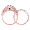 14k Rose Gold Round Diamond Bridal Wedding Ring Band Set 1 Cttw