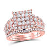 14k Rose Gold Round Diamond Bridal Wedding Ring Band Set 1 Cttw