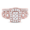 14k Rose Gold Round Diamond Bridal Wedding Ring Band Set 1 Cttw