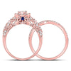 14k Rose Gold Round Diamond Bridal Wedding Ring Band Set 1 Cttw