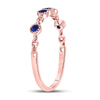 10k Rose Gold Womens Round Blue Sapphire Dot Stackable Band Ring 1/5 Cttw