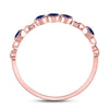 10k Rose Gold Womens Round Blue Sapphire Dot Stackable Band Ring 1/5 Cttw