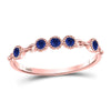 10k Rose Gold Womens Round Blue Sapphire Dot Stackable Band Ring 1/5 Cttw