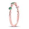 10k Rose Gold Womens Round Emerald Dot Stackable Band Ring 1/20 Cttw