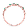 10k Rose Gold Womens Round Emerald Dot Stackable Band Ring 1/20 Cttw