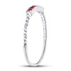 10k White Gold Womens Round Ruby Beaded Stackable Band Ring 1/20 Cttw