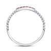 10k White Gold Womens Round Ruby Beaded Stackable Band Ring 1/20 Cttw