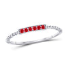 10k White Gold Womens Round Ruby Beaded Stackable Band Ring 1/20 Cttw