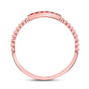 10k Rose Gold Womens Round Ruby Beaded Stackable Band Ring 1/20 Cttw