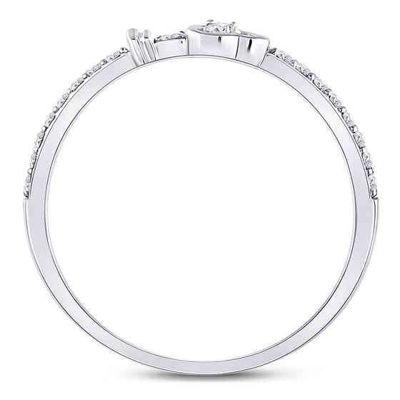 10k White Gold Womens Round Diamond Spade Stackable Band Ring 1/6 Cttw