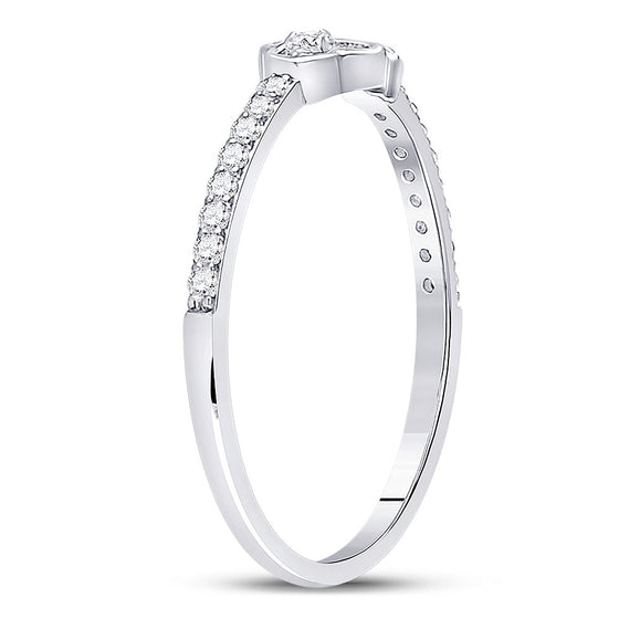 10k White Gold Womens Round Diamond Spade Stackable Band Ring 1/6 Cttw