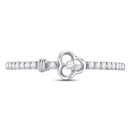 10k White Gold Womens Round Diamond Spade Stackable Band Ring 1/6 Cttw