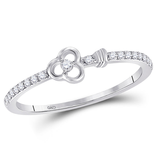 10k White Gold Womens Round Diamond Spade Stackable Band Ring 1/6 Cttw