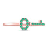 10k Rose Gold Womens Round Emerald Key Stackable Band Ring 1/5 Cttw