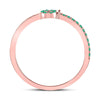 10k Rose Gold Womens Round Emerald Key Stackable Band Ring 1/5 Cttw