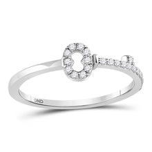 10k White Gold Womens Round Diamond Key Stackable Band Ring 1/8 Cttw