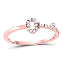  10k Rose Gold Womens Round Diamond Key Stackable Band Ring 1/8 Cttw