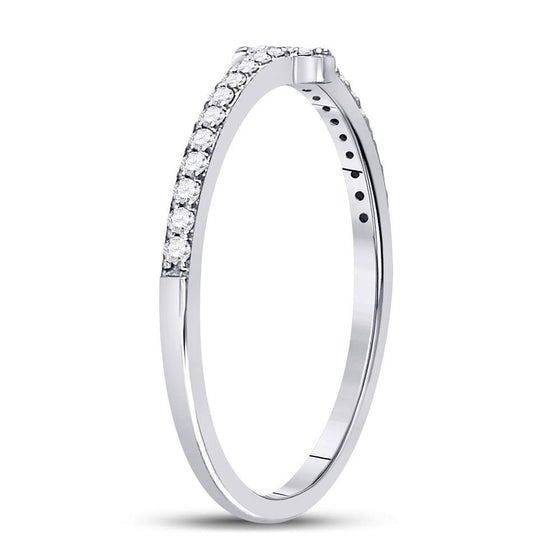 10k White Gold Womens Round Diamond Cross Stackable Band Ring 1/6 Cttw