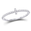 10k White Gold Womens Round Diamond Cross Stackable Band Ring 1/6 Cttw
