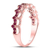 10k Rose Gold Womens Round Ruby Scalloped Stackable Band Ring 1/4 Cttw