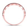 10k Rose Gold Womens Round Ruby Scalloped Stackable Band Ring 1/4 Cttw