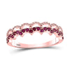 10k Rose Gold Womens Round Ruby Scalloped Stackable Band Ring 1/4 Cttw