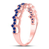 10k Rose Gold Womens Round Blue Sapphire Scalloped Stackable Band Ring 1/4 Cttw