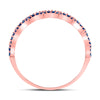 10k Rose Gold Womens Round Blue Sapphire Scalloped Stackable Band Ring 1/4 Cttw