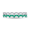 10k White Gold Womens Round Emerald Scalloped Stackable Band Ring 1/4 Cttw