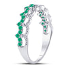 10k White Gold Womens Round Emerald Scalloped Stackable Band Ring 1/4 Cttw