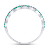 10k White Gold Womens Round Emerald Scalloped Stackable Band Ring 1/4 Cttw