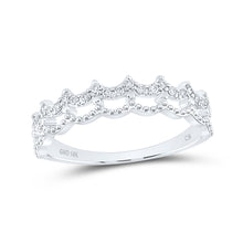  10k White Gold Womens Round Diamond Scalloped Stackable Band Ring 1/4 Cttw
