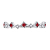 10k White Gold Womens Round Ruby Diamond Milgrain Square Stackable Band Ring 1/8 Cttw