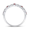 10k White Gold Womens Round Ruby Diamond Milgrain Square Stackable Band Ring 1/8 Cttw