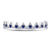 10k White Gold Womens Round Blue Sapphire Chevron Stackable Band Ring 1/10 Cttw